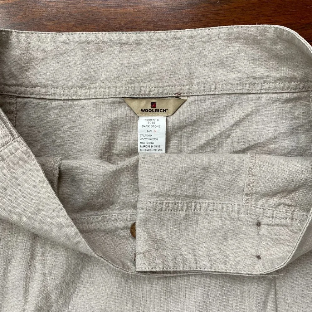 Woolrich Linen Cotton Blend Kayla Skirt Wrap Style Dark Stone Size 12 Preppy - Picture 6 of 11